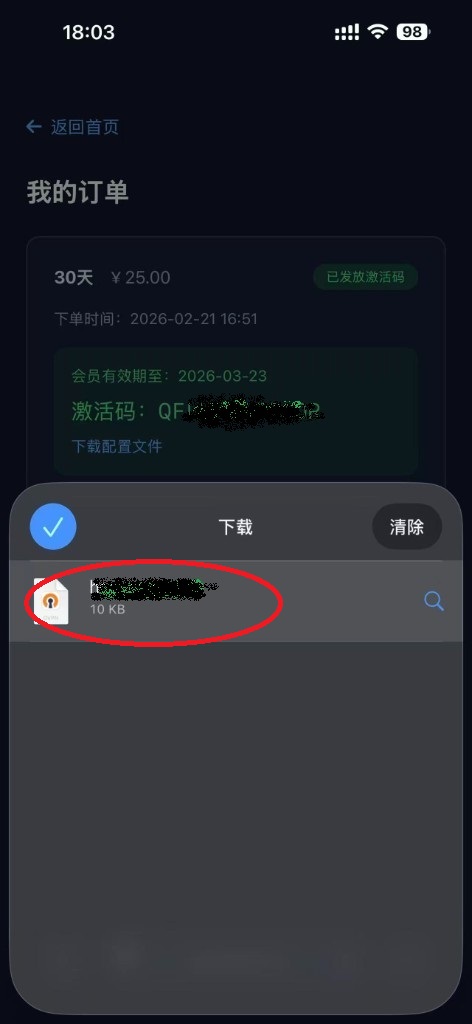 下载列表中的配置文件