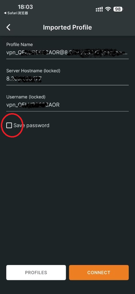 保存密码和密码输入